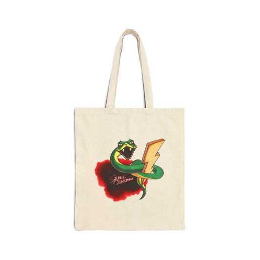 Snake Charmer Cotton Canvas Tote Bag, Eco-Friendly Shopper, Unique Gift for Her, Vintage-Style Bag, Travel & Grocery Tote